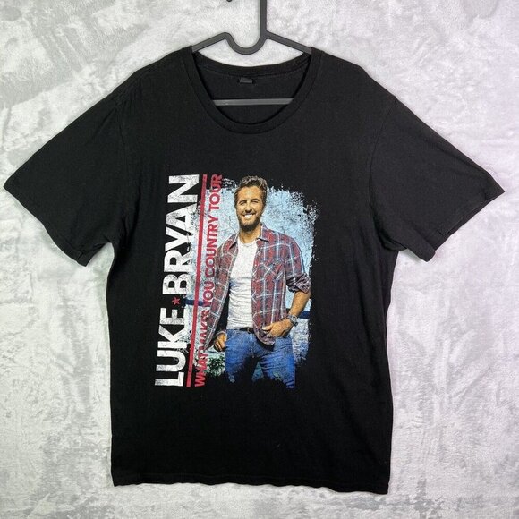 Luke Bryan T-Shirt Tour Shirt Size Medium** Black What Makes You Country Tour - Picture 1 of 13